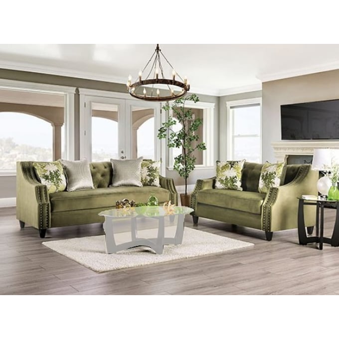 Furniture of America Kaye Green 2pc Living Room Set FOA-SM2684-2PC