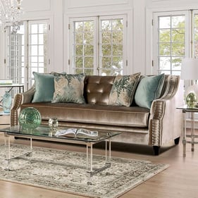 Furniture of America Elicia Champagne Turquoise Sofa