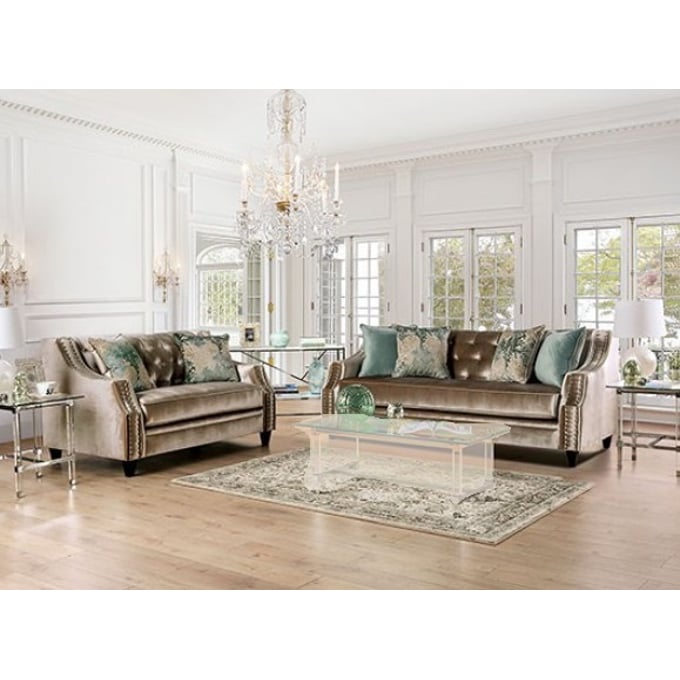 Furniture of America Elicia Silver 2pc Living Room Set FOA-SM2685-2PC