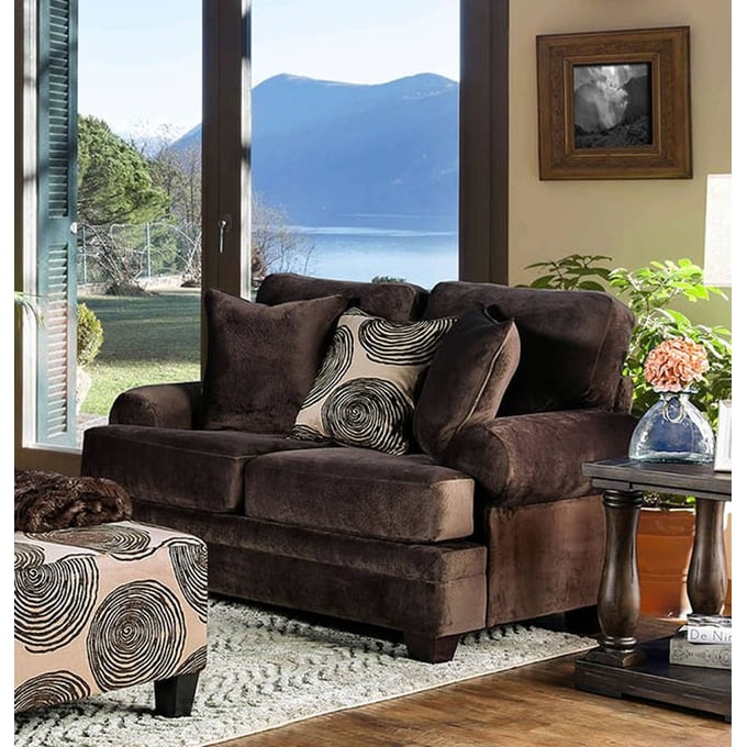 Furniture of America Bonaventura Brown Loveseat FOA-SM5142BR-LV