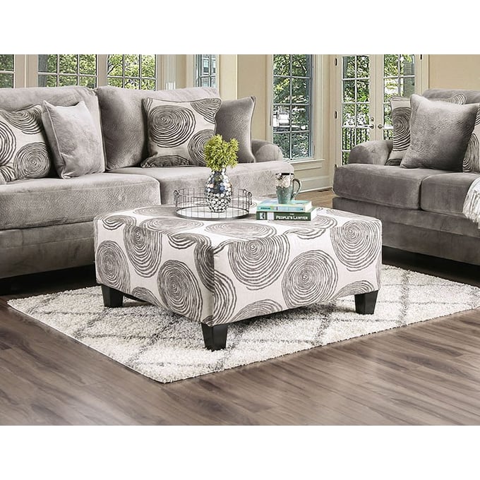 Furniture of America Bonaventura Gray Ottoman FOA-SM5142GY-OT