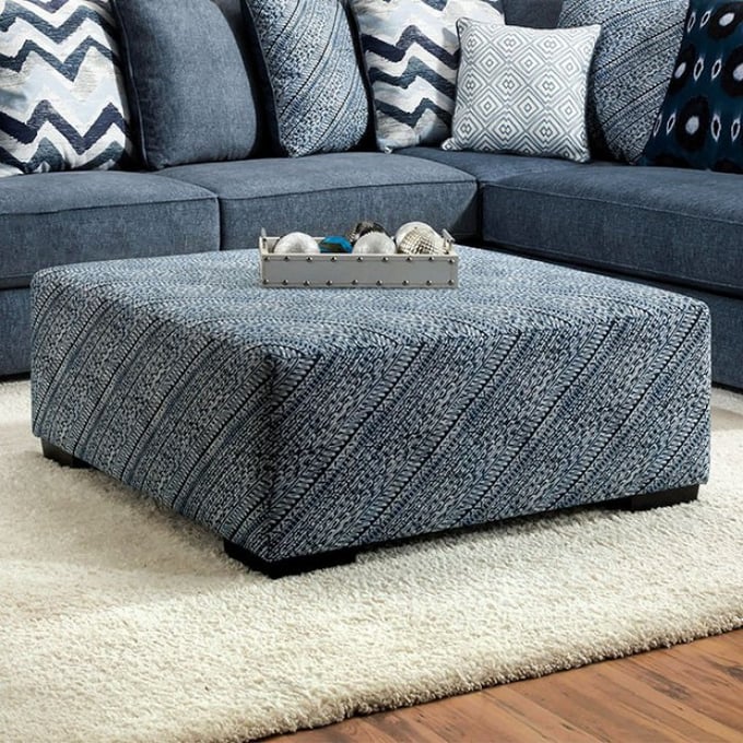 Furniture of America Brielle Blue Ottoman FOA-SM5146-OT