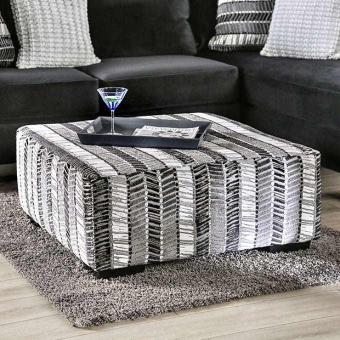 Furniture of America Modbury Stripe Multi Ottoman FOA-SM5160-OT