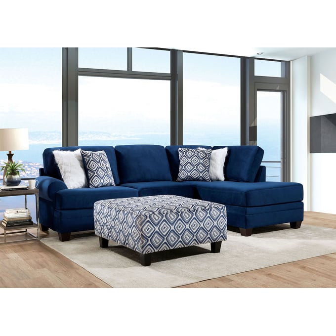 Furniture Of America Waldport Navy Sectional With Ottoman FOA-SM5175-SECT-S2