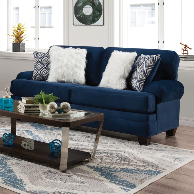 Furniture of America Waldstone Navy Sofa FOA-SM5176-SF