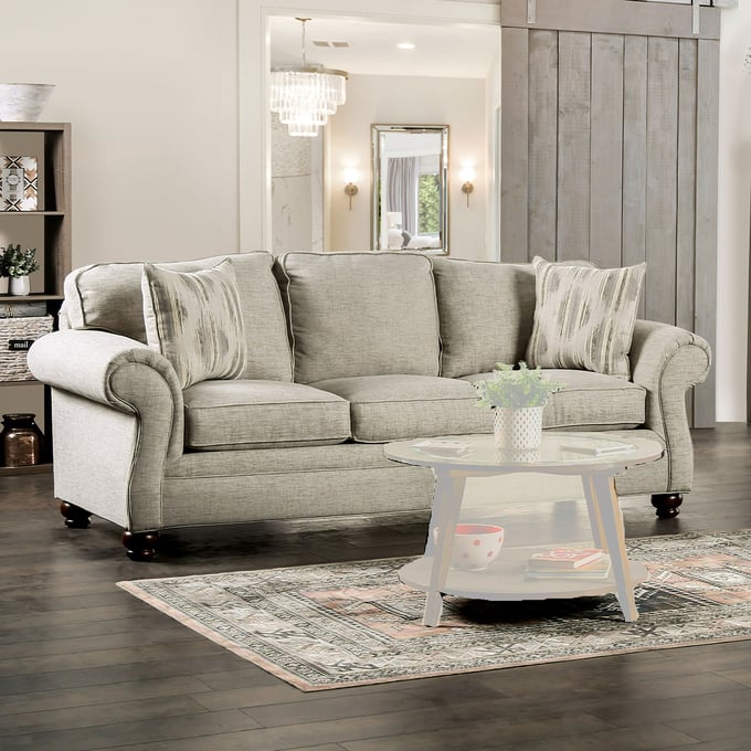 Furniture of America Amaya Cream Sofa FOA-SM5411-SF