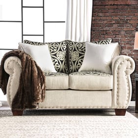 Furniture Of America Sinatra Light Mocha Navy Champagne Loveseat