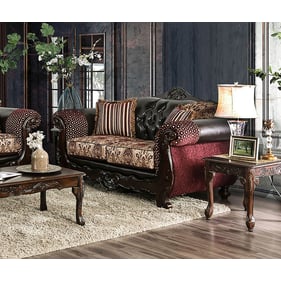 Furniture of America Quirino Burgundy Dark Brown Loveseat