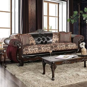 Furniture of America Quirino Burgundy Dark Brown Sofa