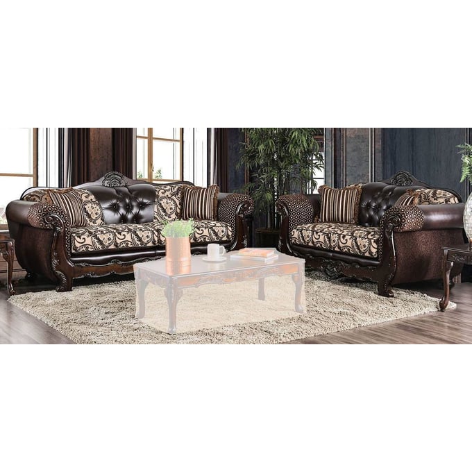 Furniture of America Quirino Brown 2pc Living Room Set FOA-SM6416-2PC