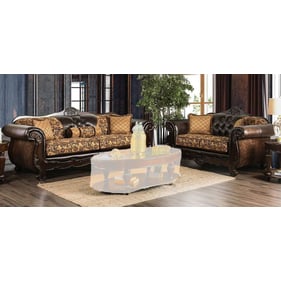 Furniture of America Quirino Tan Dark Brown 2pc Living Room Set