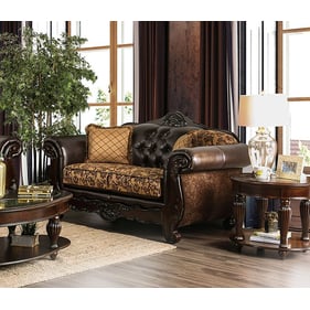 Furniture of America Quirino Tan Dark Brown Loveseat