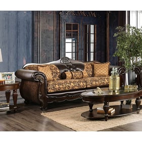 Furniture of America Quirino Tan Dark Brown Sofa