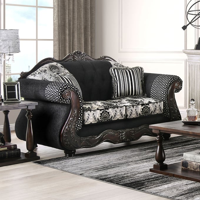 Furniture of America Ronja Black Love Seat FOA-SM6432-LV