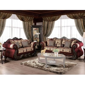 Furniture of America Matteo Burgundy Brown 2pc Living Room Set