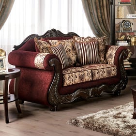 Furniture of America Matteo Burgundy Brown Loveseat