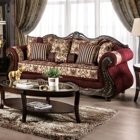 Furniture of America Matteo Burgundy Brown Sofa