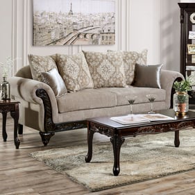 Furniture of America Panozzo Beige Walnut Sofa