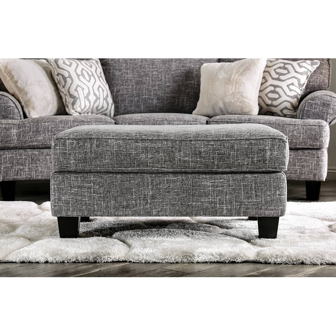 Furniture of America Pierpont Gray Ottoman FOA-SM8012-OT