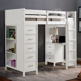 Furniture of America Cassidy White Twin Drawers Loft Bed