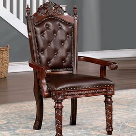 2 Furniture Of America Canyonville Cherry Dark Brown Arm Chairs