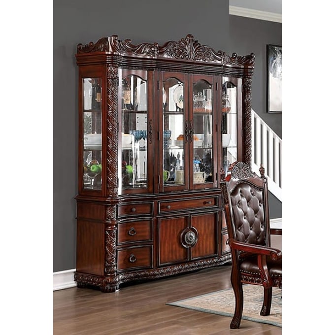 Furniture of America Canyonville Brown Cherry Hutch and Buffet FOA-CM3144HB-SET