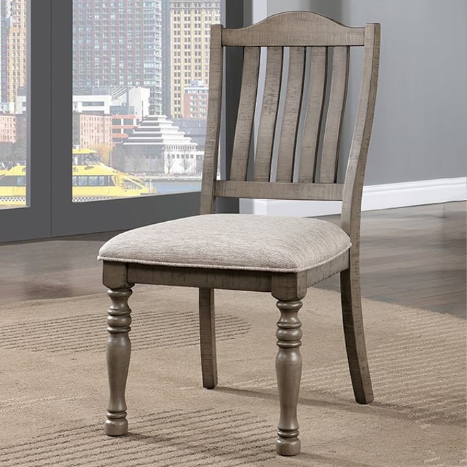 2 Furniture of America Newcastle Antique Gray Side Chairs FOA-CM3254GY-SC-2PK