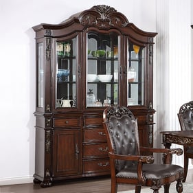 Furniture of America Nouvelle Brown Cherry Hutch and Buffet