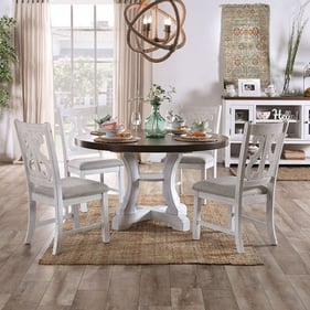 Furniture Of America Auletta Distressed White Dark Oak 5pc Dining Room Set