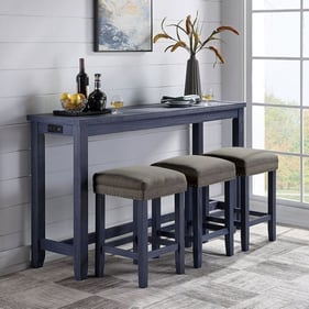 Furniture of America Caerleon Antique Blue Gray 4pc Counter Height Set