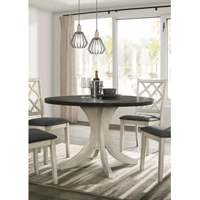 Furniture of America Haleigh Antique White Dark Walnut Round Dining Table