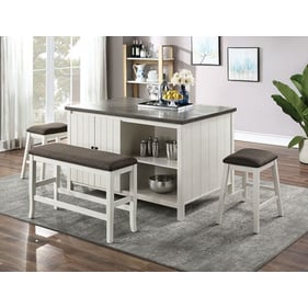 Furniture of America Heidelberg Off White Dark Gray 4pc Counter Height Set ...