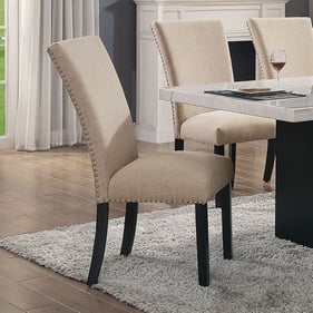 2 Furniture of America Kian Black Beige Side Chairs