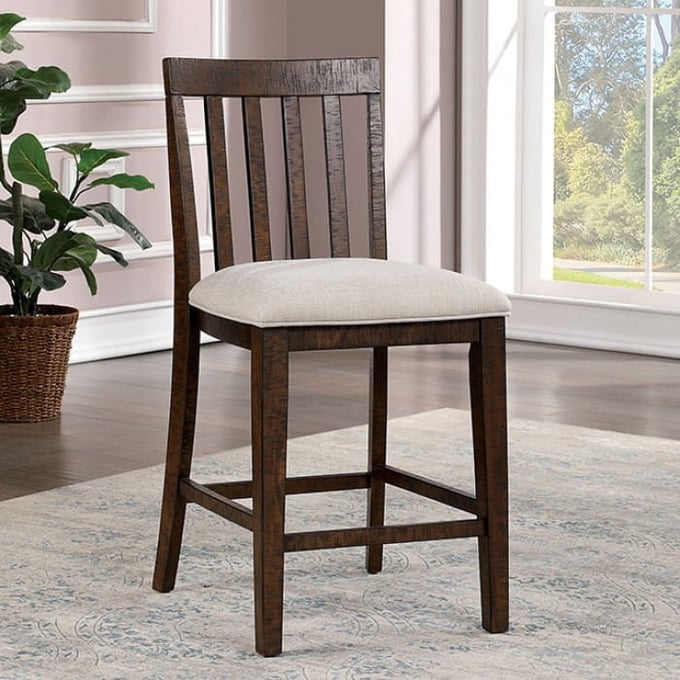 2 Furniture Of America Fredonia Oak Beige Counter Height Chairs FOA-CM3902PC-2PK