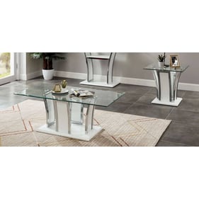 Furniture of America Staten Glossy White 3pc Coffee Table Set