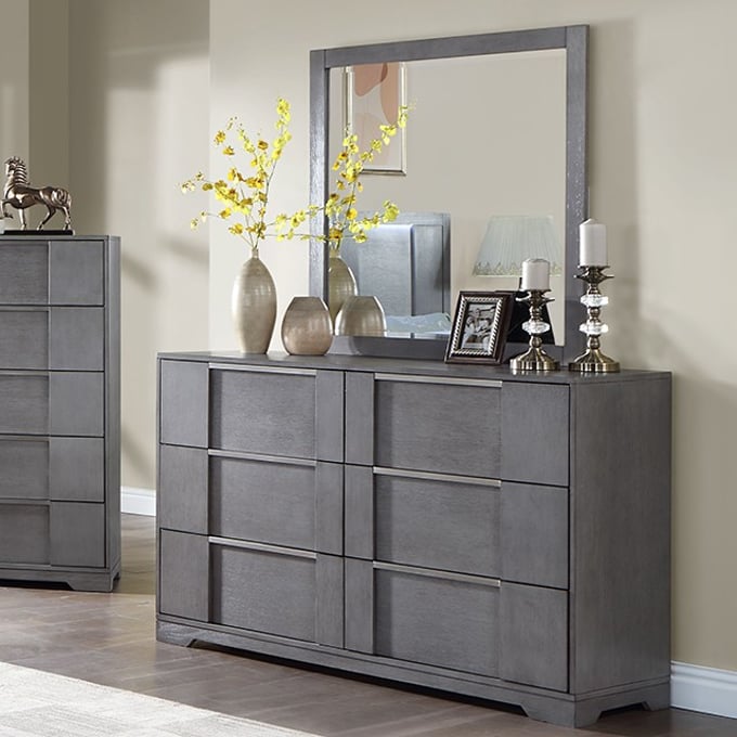 Furniture Of America Regulus Gray Dresser And Mirror FOA-CM7475GY-DRMR