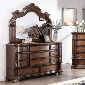 Furniture Of America Esparanza Brown Cherry Dresser And Mirror