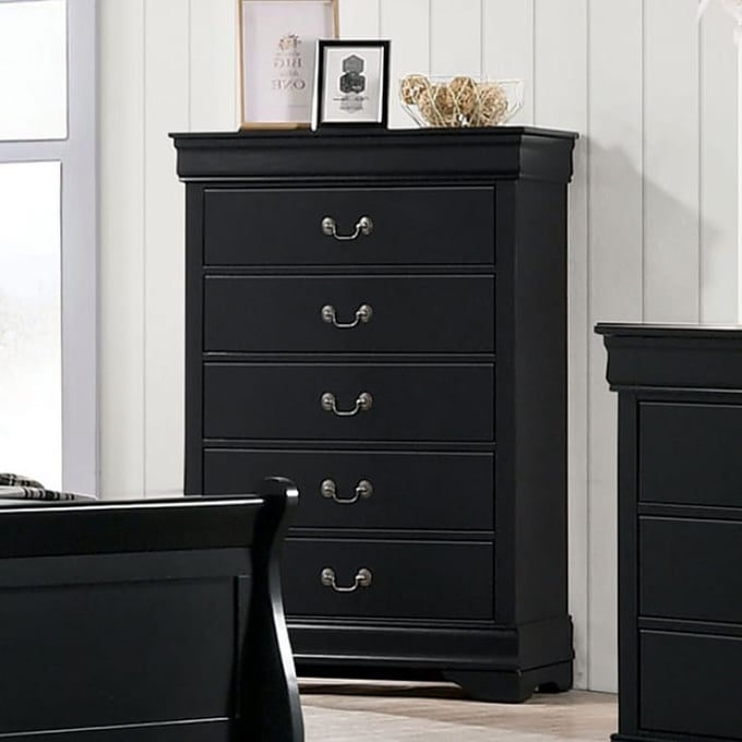 Furniture of America Louis Philippe Black Chest FOA-FM7866BK-C