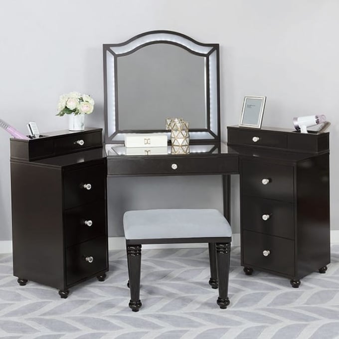 Furniture of America Tracie Obsidian Gray Vanity Set FOA-DK5686DG-PK