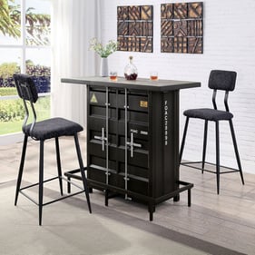 Furniture Of America Discarda Black Distressed Dark Oak 3pc Bar Height Set