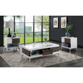 Furniture Of America Corinne White Distressed Dark Oak 3pc Coffee Table Set