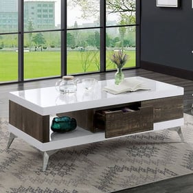 Furniture Of America Corinne White Distressed Dark Oak Coffee Table