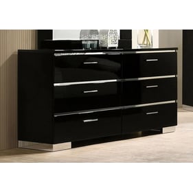 Furniture of America Carlie Black Chrome Dresser