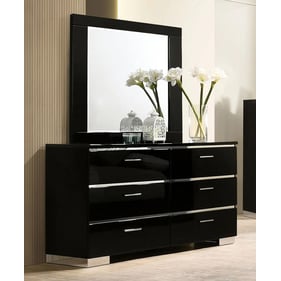 Furniture of America Carlie Black Chrome Dresser and Mirror