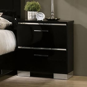 Furniture of America Carlie Black Chrome Night Stand with USB Plug