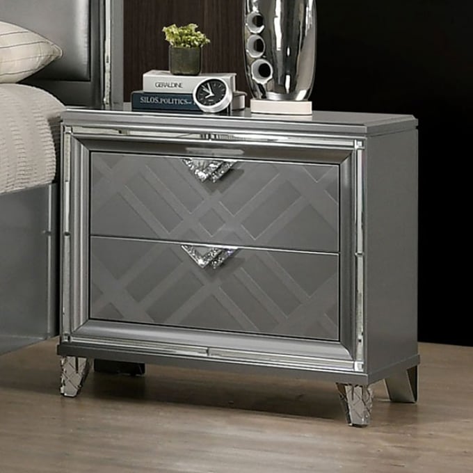 Furniture Of America Emmeline Silver LED Night Stand FOA-7147N