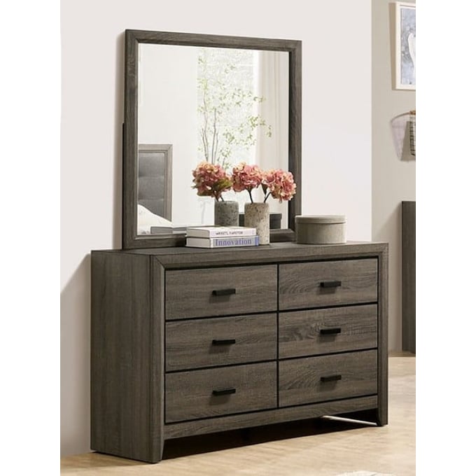 Furniture of America Roanne Gray Dresser and Mirror FOA-7927-DRMR