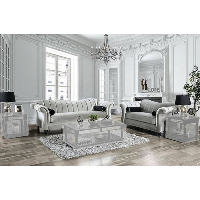 Furniture of America Marvin Pewter 2pc Living Room Set FOA-SM2227-2PC