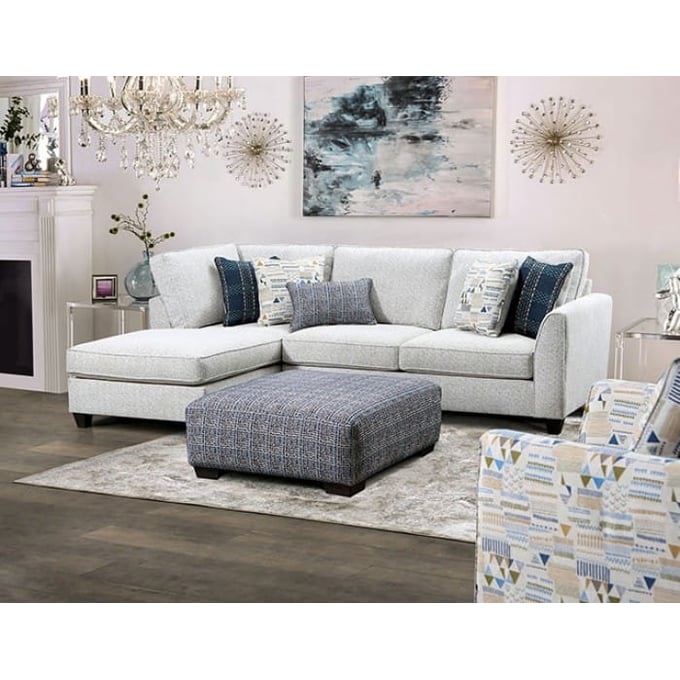 Furniture of America Chepstow Cream Sectional with Ottoman FOA-SM5402-SECT-OT