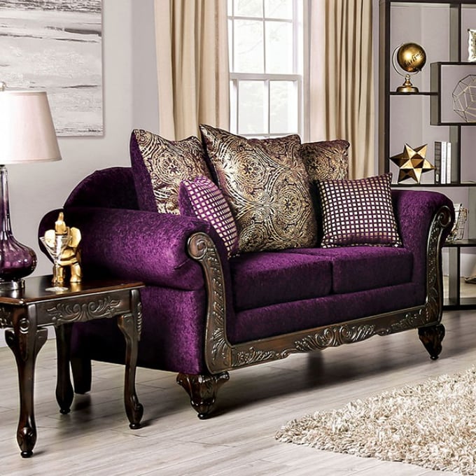 Furniture Of America Casilda Purple Loveseat FOA-SM7743-LV